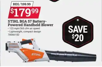 Ace Hardware Stihl bga 57 battery-powered handheld blower offer