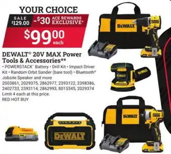Ace Hardware Dewalt 20v max power tools & accessories offer