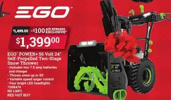 Ace Hardware Ego power+ 56 volt 24 self-propelled two-stage snow thrower offer