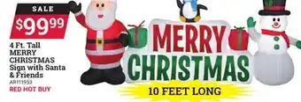 Ace Hardware 4 ft. tall merry christmas sign with santa & friends offer