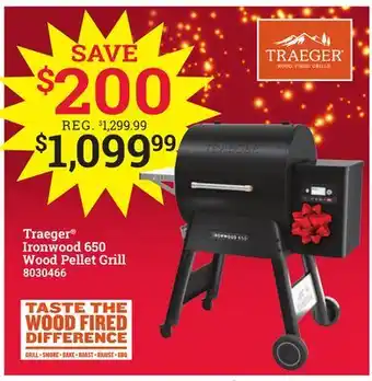 Ace Hardware Traeger ironwood 650 wood pellet grill offer
