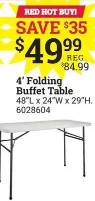 Ace Hardware 4' folding buffet table offer