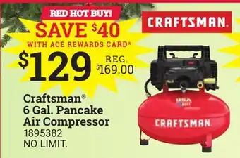 Ace Hardware Craftsman 6 gal. pancake air compressor offer