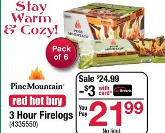 Ace Hardware Pine mountain 3 hour firelogs offer