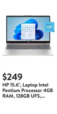 Walmart Hp 15.6, laptop intel pentium processor 4gb ram, 128gb ufs, scarlet red, windows 11, 15-fd0083wm offer