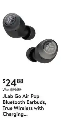 Walmart Jlab go air pop bluetooth earbuds, true wireless with charging case, black offer