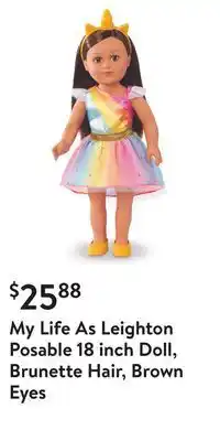 Walmart My life as leighton posable 18 inch doll, brunette hair, brown eyes offer