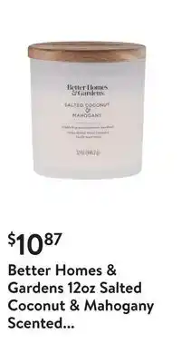 Walmart Better homes & gardens 12oz salted coconut & mahogany scented 2-wick frosted jar candle offer