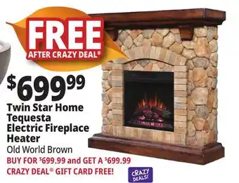 Ocean State Job Lot Twin star home tequesta electric fireplace heater, old world brown offer