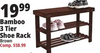 Ocean State Job Lot Homemaid living 3-tier bamboo shoe rack & bench, brown offer