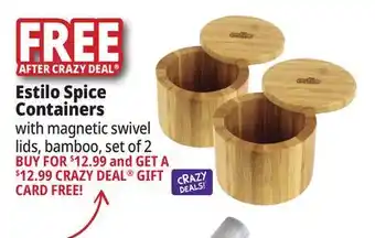 Ocean State Job Lot Estilo premium spice containers with magnetic swivel lids, set of 2, bamboo offer