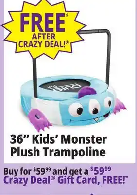 Ocean State Job Lot Pure fun 36 monster plush jumper trampoline with handrail offer