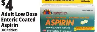 Ocean State Job Lot Health star 81 mg adult low dose aspirin pain reliever, 300 tablets offer