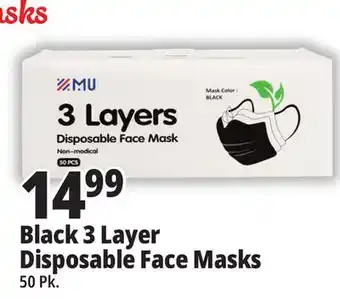 Ocean State Job Lot Black 3 layer disposable face masks offer