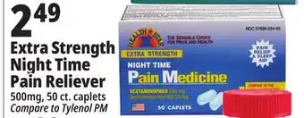 Ocean State Job Lot Health star night time extra strength 500 mg acetaminophen pain reliever caplets, 50 caplets offer