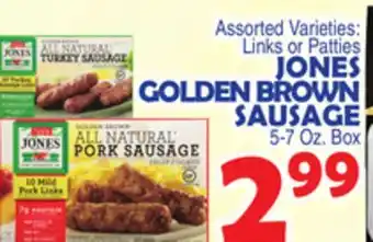 Bravo Supermarkets Jones golden brown sausage offer