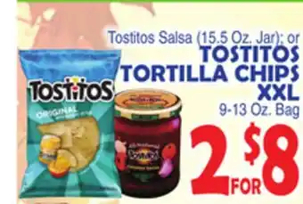 Bravo Supermarkets Tostitos tortilla chips xxl 9-13 oz. bag offer