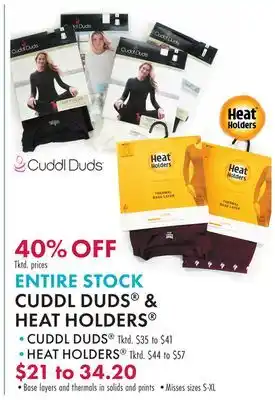Boscov's Cuddl duds & heat holders offer