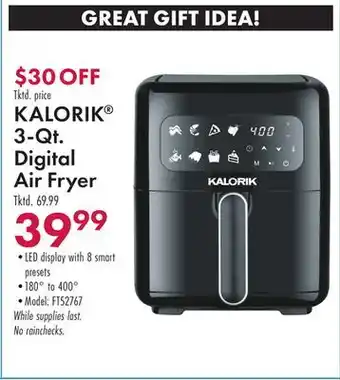 Boscov's Kalorik 3-qt. digital air fryer offer