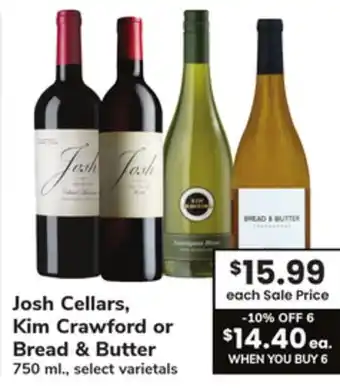 ACME Josh cellars, kim crawford or bread & butter offer