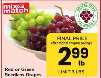 ACME Red or green seedless grapes offer