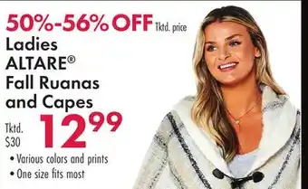 Boscov's Ladies altare fall ruanas and capes offer