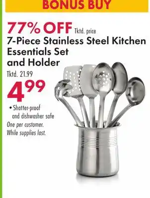 Boscov's 7-piece stainless steel kitchen essentials set and holder offer