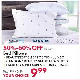 Boscov's Bed pillows offer