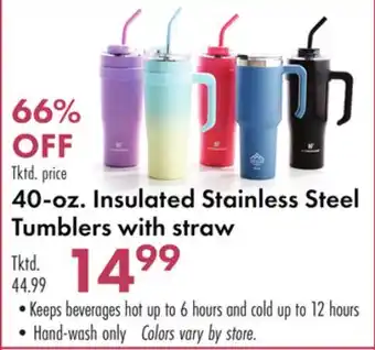 Boscov's 40-oz. insulated stainless steel tumblers with straw offer