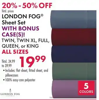 Boscov's London fog sheet set with bonus case (s) offer