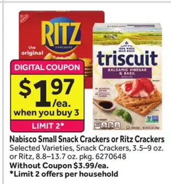 Stop&Shop Nabisco small snack crackers or ritz crackers offer