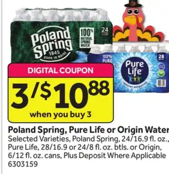Stop&Shop Poland spring, pure life or origin water offer