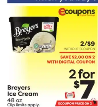 Weis Markets Breyers ice cream offer