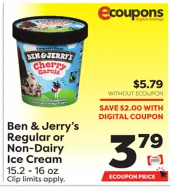 Weis Markets Ben & jerry's regular or non-dairy ice cream offer