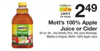 The Fresh Grocer 100% apple juice or cider offer