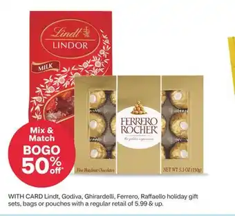 CVS Lindt, godiva, ghirardelli, ferrero, raffaello holiday gift sets, bags or pouches offer