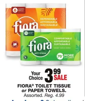Blain's Farm & Fleet Fiora toilet tissue or paper towels offer