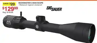 Dunham's Sports Sig sauer buckmaster 3-9x40 scope offer