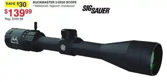 Dunham's Sports Sig sauer buckmaster 3-9x50 scope offer