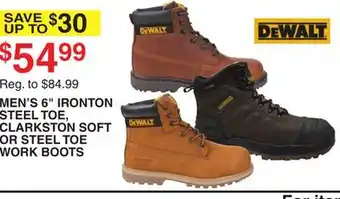Dunham's Sports Dewalt men's 6 ironton steel toe, clarkston soft or steel toe work boots offer
