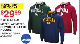 Dunham's Sports Ncaa men's, women's or youth fleece hoodie offer