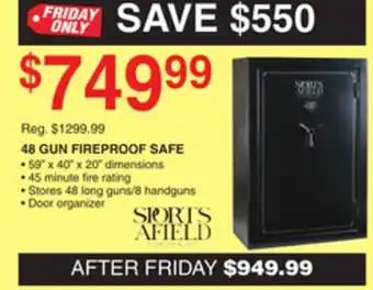 Dunham's Sports Sports afield 48 gun fireproof safe offer