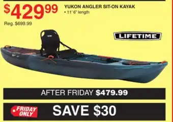 Dunham's Sports Lifetime yukon angler sit-on kayak offer