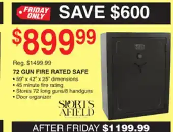 Dunham's Sports Sports afield 72 gun fire rated safe offer