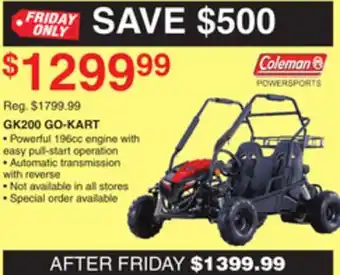 Dunham's Sports Coleman gk200 go-kart offer