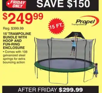 Dunham's Sports Prapel 15' trampoline bundle with hoop and fun-ring enclosure offer