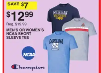 Dunham's Sports Champion men's or women's ncaa short sleeve tee offer