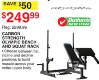 Dunham's Sports Pro-form carbon strength olympic bench and squat rack offer
