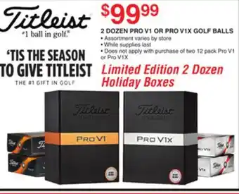 Dunham's Sports Titleist 2 dozen pro v1 or pro v1x golf balls offer