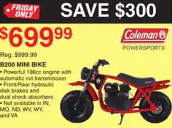 Dunham's Sports Coleman b200 mini bike offer